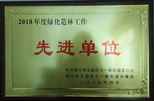 陕煤建设机电安装公司：喜获铜川市七一地区“绿化造林”先进单位