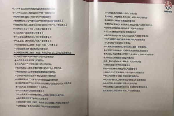 陕煤建设矿建二公司党总支荣获“陕煤集团先进基层党组织”称号