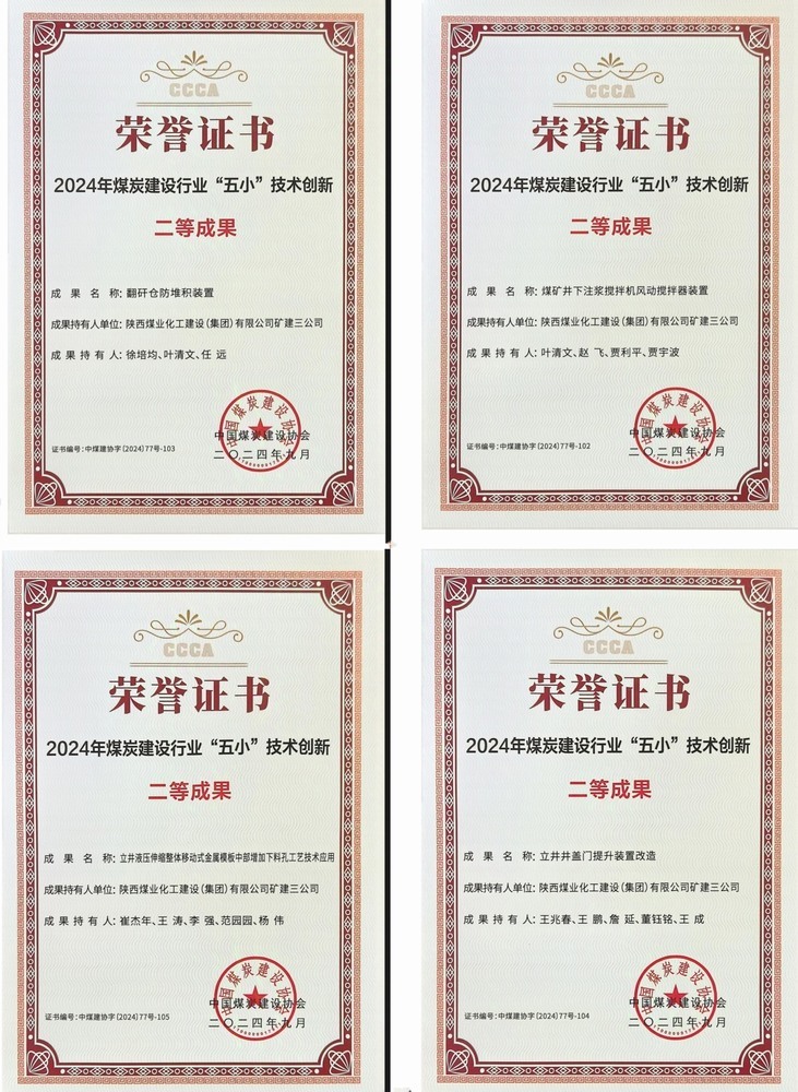 陕煤建设矿建三公司：“五小”创新结硕果 提质创效促发展